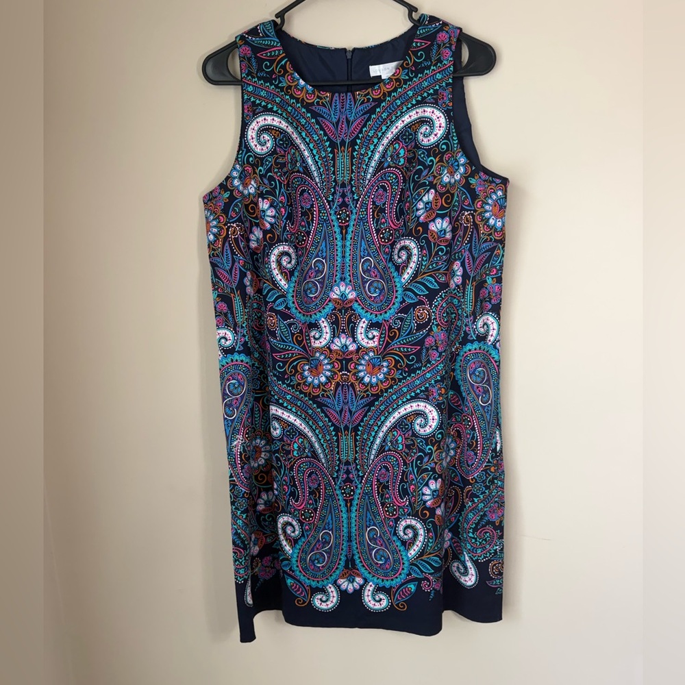 London Times Shift Dress 12 Paisley
Pink Teal Green Zip Cotton/ Spandex MINT